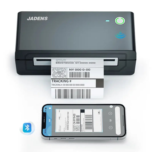 JADENS Shipping Label Printer, Bluetooth Wireless Thermal Label Printer, Compatible with iOS, Android, Windows, Mac, Chromebook, Widely Used for Etsy, Ebay, Shopify, USPS
